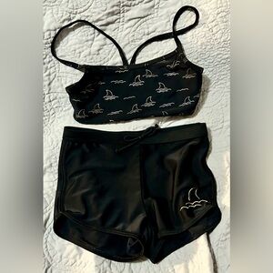 Black Swim Set with Shark Fin Design